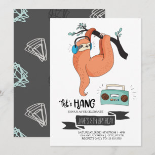 Sloth Birthday Party Invitation