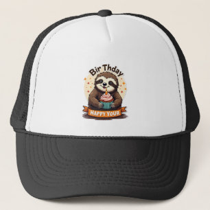 Sloth Birthday Shirt Vintage Cake Animal Graphic Trucker Hat