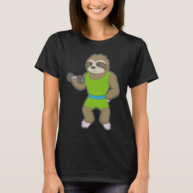 Sloth Bodybuilder Dumbbell Bodybuilding T-Shirt (Front)