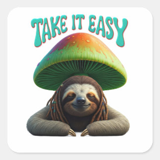 Sloth Boho Hippie custom personalised Hippie  Square Sticker