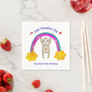 Sloth Boho Rainbow Birthday Cute Kawaii Sweet Name Napkin