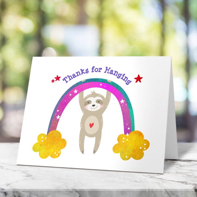 Sloth Boho Rainbow Whimsical Modern Birthday Cute Thank You Card (Creator Uploaded)
