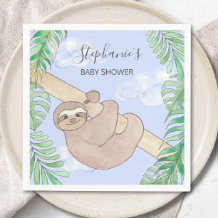 Sloth Boy Blue Baby Shower  Napkin