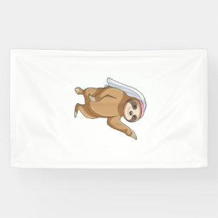 Sloth Bride Veil Wedding T-Shirt Banner