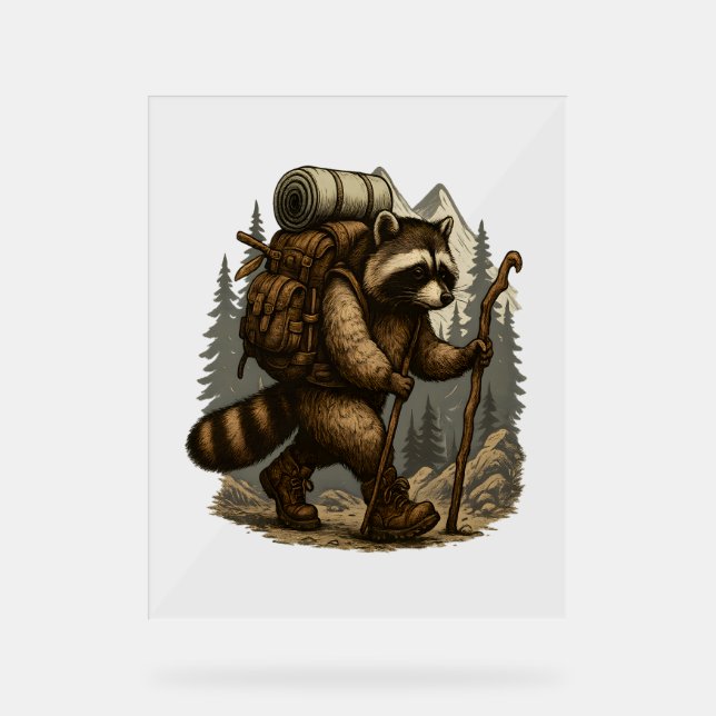 Sloth Camping Hiking Acrylic Sign (Front)