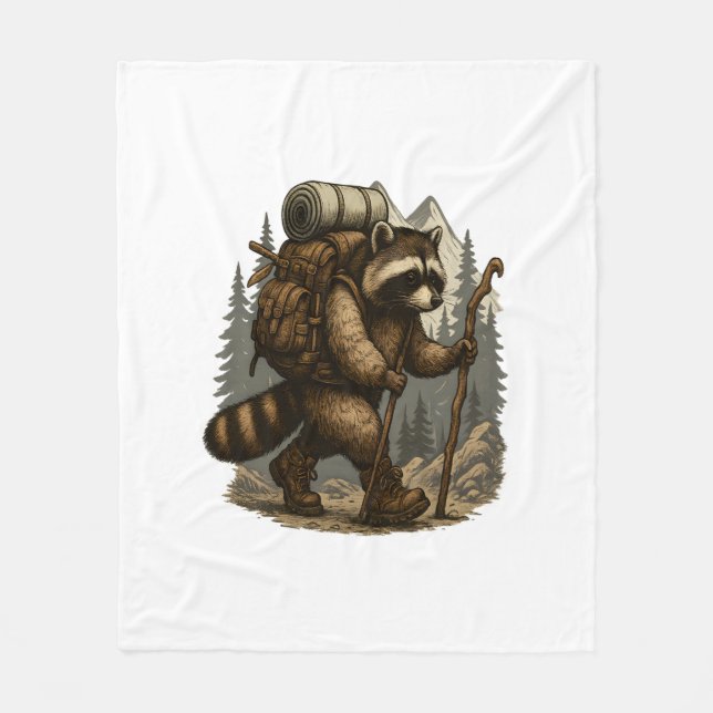 Sloth Camping Hiking Fleece Blanket (Front)