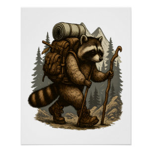 Sloth Camping Hiking Poster