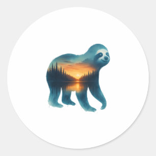 Sloth Camping Lover Classic Round Sticker
