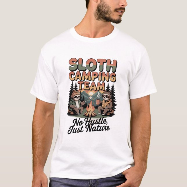 sloth camping team with nature T-Shirt (Front)