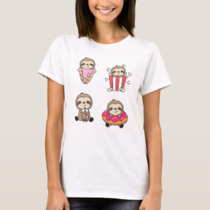 Sloth Candy Bubble Tea Popcorn Doughnut Sweet T-Shirt