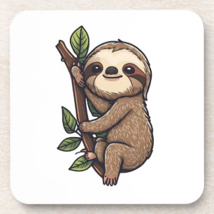 Sloth cartoon illustration coaster