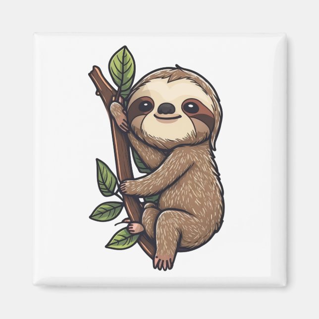 Sloth cartoon illustration magnet (Front)