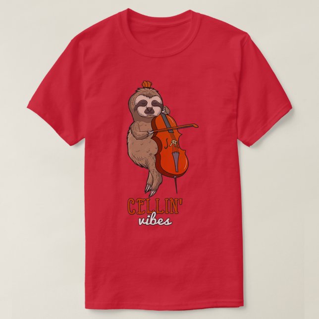 Sloth Cello Player Cellist Nap Sloth T-Shirt (Design Front)