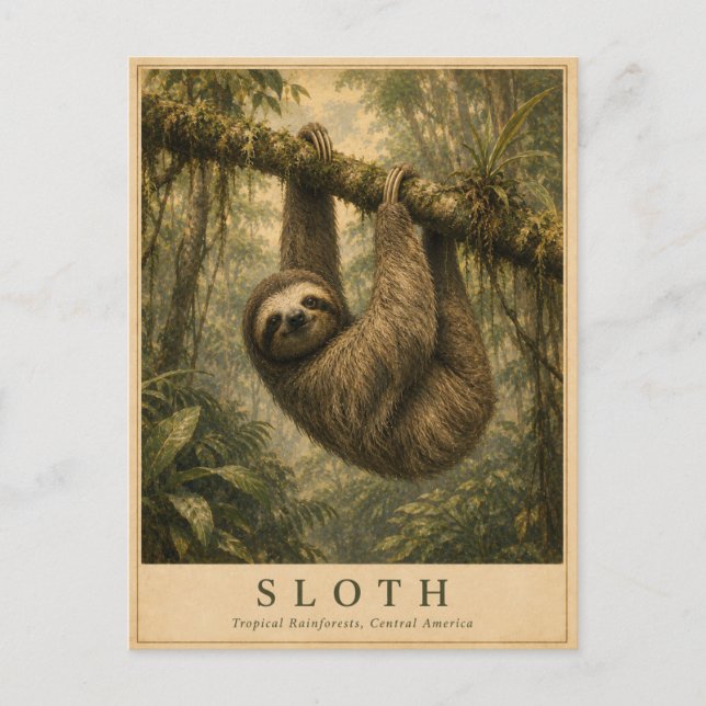 Sloth Central America VINTAGE Postcard (Front)