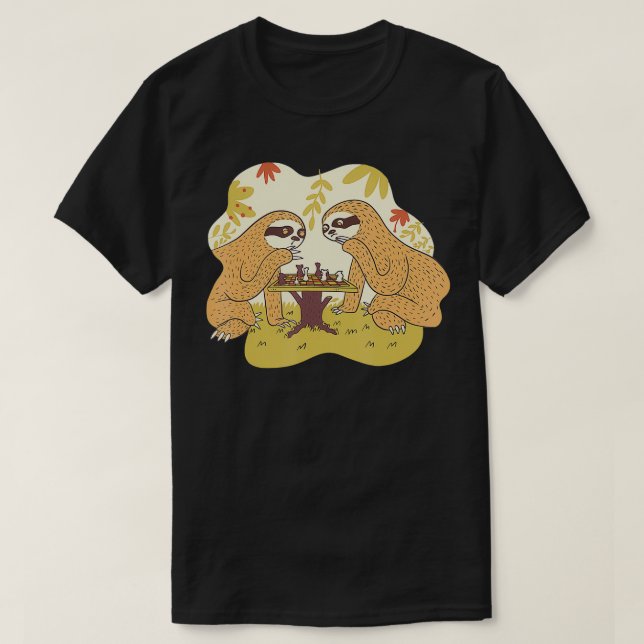 Sloth Chess Game Chessboard  T-Shirt (Design Front)