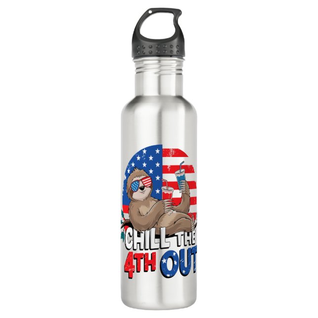 Sloth Chill the 4th out Patriotic USA 710 Ml Water Bottle (Front)