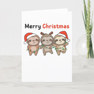 Sloth Christmas Cute Sloths Merry Christmas Holiday Card