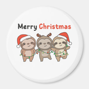 Sloth Christmas Cute Sloths Merry Christmas Magnet