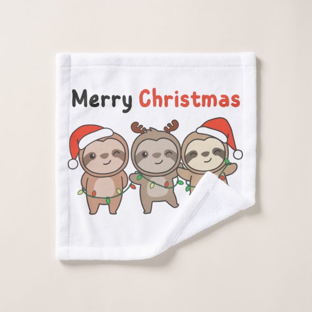 Sloth Christmas Cute Sloths Merry Christmas Wash Cloth (Wash Cloth)