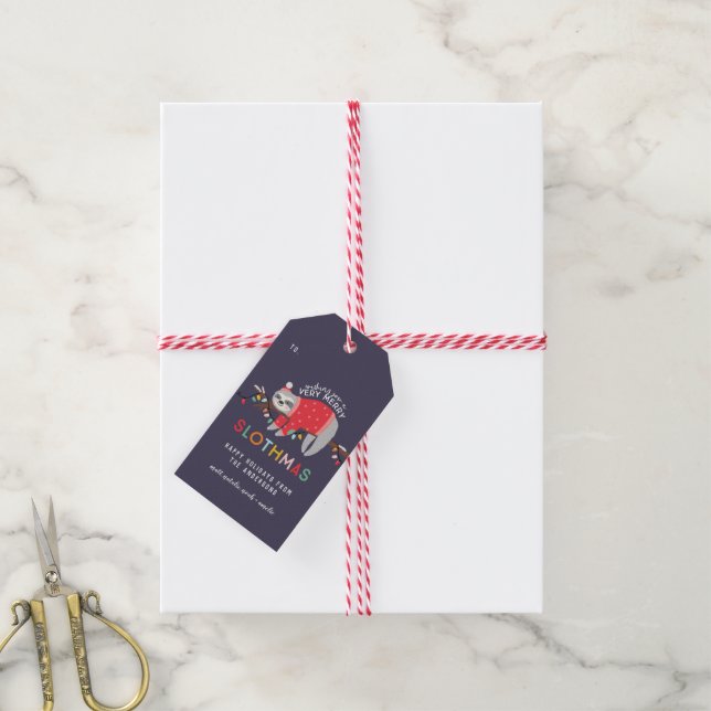Sloth christmas gift tags (With Twine)