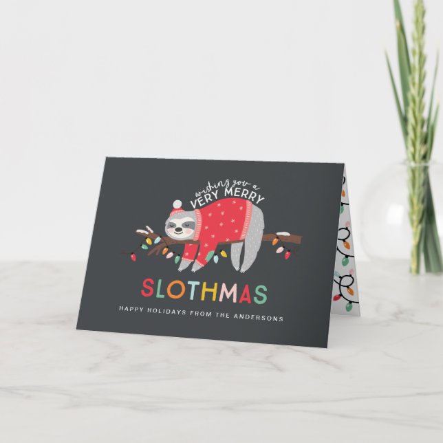 Sloth Christmas Holiday Card (Front)