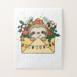 Sloth Christmas Letter Winter Animals Sloths Jigsaw Puzzle