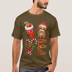 Sloth Christmas Lights Led Funny Santa Hat Christm T-Shirt