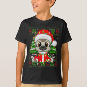 Sloth Christmas Lights Santa Costume Ugly Xmas Swe T-Shirt
