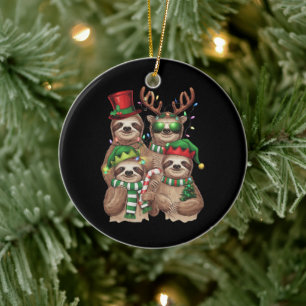 Sloth Christmas Merry Slothmas Sloth Lover Gift Ceramic Tree Decoration