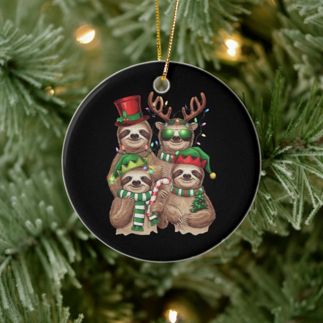 Sloth Christmas Merry Slothmas Sloth Lover Gift Ceramic Tree Decoration (Tree)