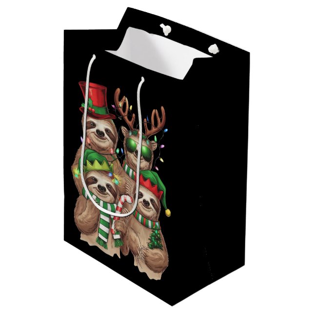 Sloth Christmas Merry Slothmas Sloth Lover Gift Medium Gift Bag (Front Angled)