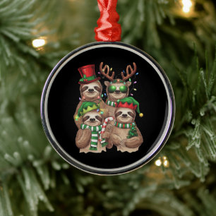 Sloth Christmas Merry Slothmas Sloth Lover Gift Metal Tree Decoration