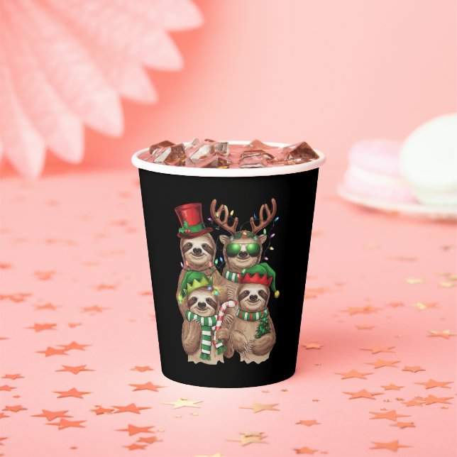 Sloth Christmas Merry Slothmas Sloth Lover Gift Paper Cups (Insitu)