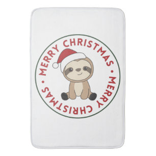 Sloth Christmas Snow Winter Animals Sloths Bath Ma Mat