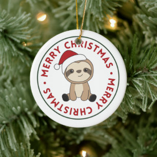 Sloth Christmas Snow Winter Animals Sloths Ceramic Tree Decoration