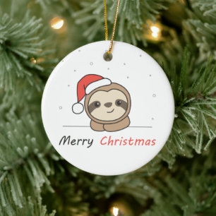 Sloth Christmas Snow Winter Animals Sloths Ceramic Tree Decoration