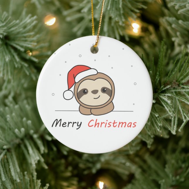 Sloth Christmas Snow Winter Animals Sloths Ceramic Tree Decoration (Tree)