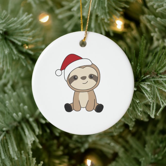 Sloth Christmas Snow Winter Animals Sloths Ceramic Tree Decoration (Tree)
