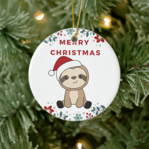 Sloth Christmas Snow Winter Animals Sloths Ceramic Tree Decoration