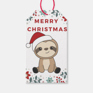 Sloth Christmas Snow Winter Animals Sloths Gift Ta Tags