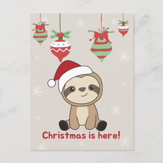 Sloth Christmas Snow Winter Animals Sloths Holiday (Front)