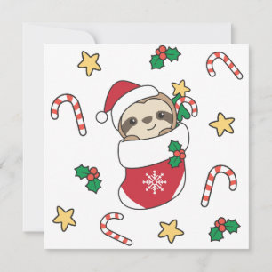 Sloth Christmas Snow Winter Animals Sloths Holiday Card