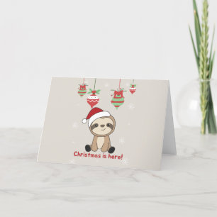 Sloth Christmas Snow Winter Animals Sloths Holiday Card