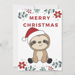 Sloth Christmas Snow Winter Animals Sloths Holiday Card