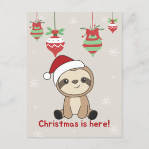 Sloth Christmas Snow Winter Animals Sloths Holiday Postcard