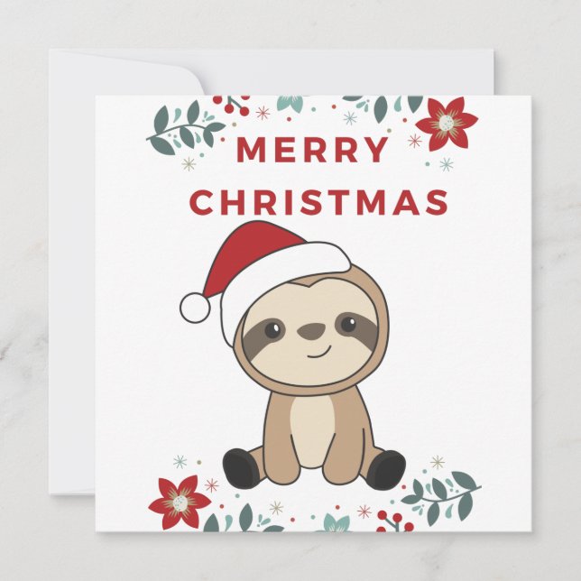 Sloth Christmas Snow Winter Animals Sloths Invitation (Front)