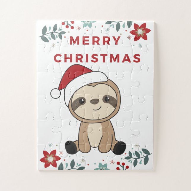 Sloth Christmas Snow Winter Animals Sloths Jigsaw Puzzle (Vertical)