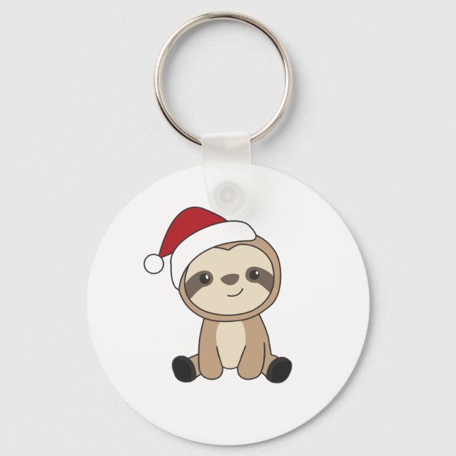 Sloth Christmas Snow Winter Animals Sloths Key Ring (Front)