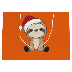 Sloth Christmas Snow Winter Animals Sloths Large G Gift Bag