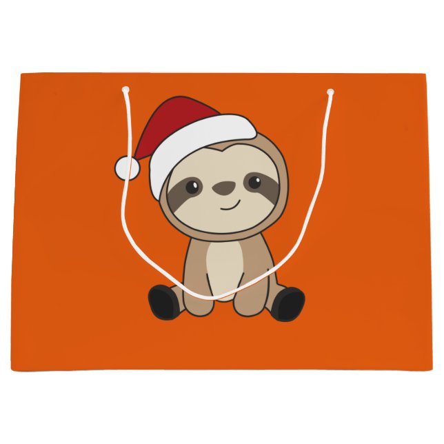 Sloth Christmas Snow Winter Animals Sloths Large G Large Gift Bag (Front)